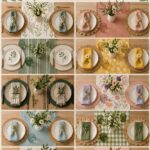Un chemin de table élégant en lin sur une table dressée avec des sets assortis