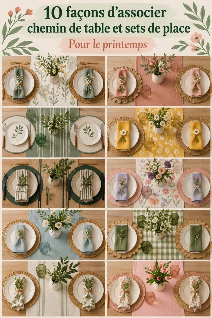 Un chemin de table élégant en lin sur une table dressée avec des sets assortis
