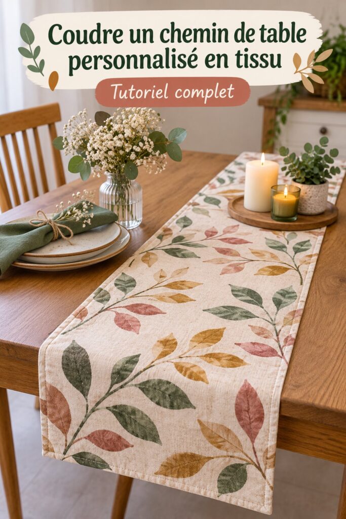 Chemin de table personnalisé en tissu sur une table élégante