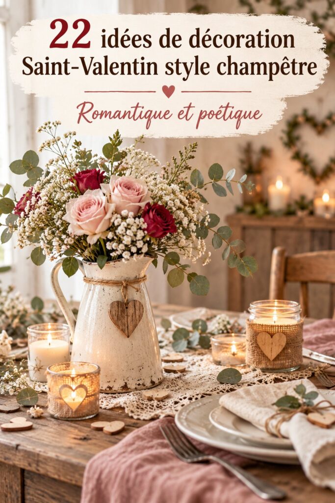 Décoration cottagecore pour la Saint-Valentin avec des bougies et des fleurs