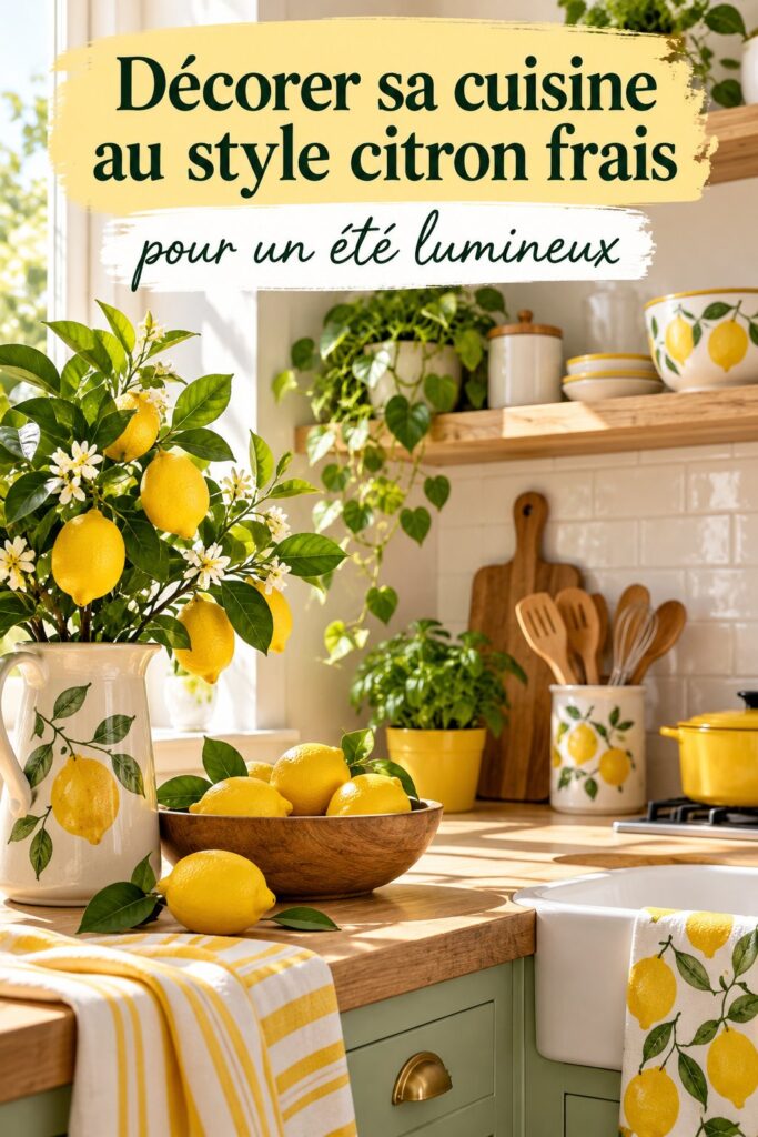 Cuisine décorée avec des motifs de citron frais et lumineux