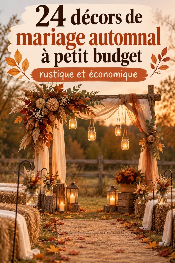Décoration de mariage automnal rustique avec des éléments naturels