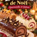 Bûche de Noël joliment décorée sur une table festive.