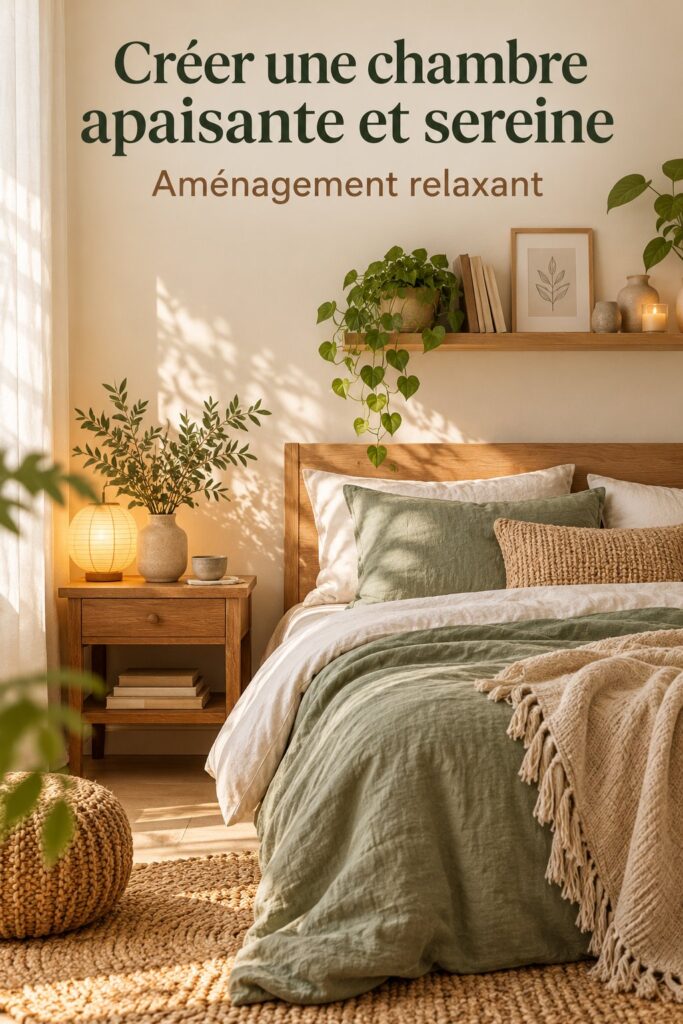 Chambre apaisante avec des couleurs douces et une déco chaleureuse