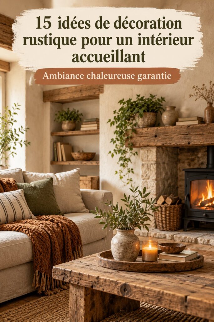 Un intérieur cottage rustique chaleureux avec des éléments en bois et des textiles doux.