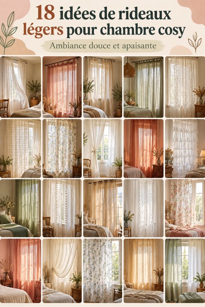 Chambre à coucher avec des rideaux légers et aériens qui apportent une ambiance accueillante.