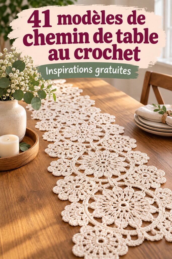 Un chemin de table au crochet élégant sur une table décorée