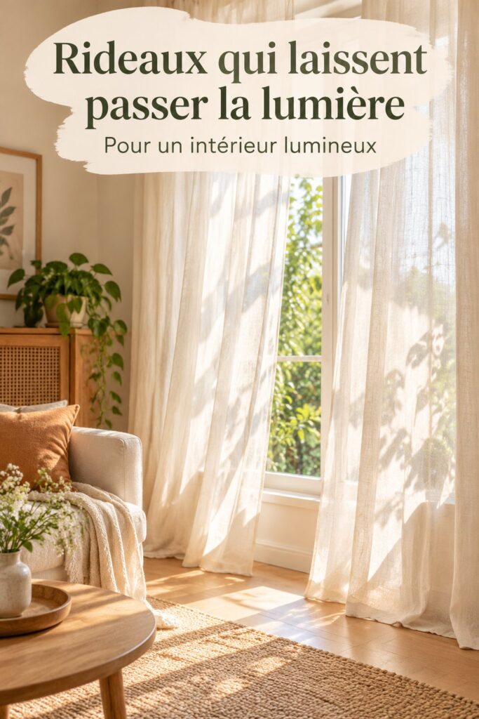 Un salon lumineux avec des rideaux légers laissant entrer la lumière