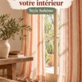 Rideaux en lin bohème à rayures verticales dans un salon élégant