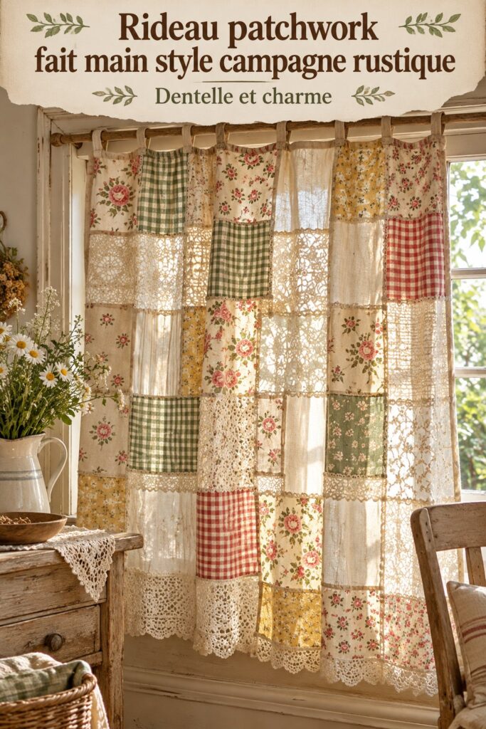 Rideaux en patchwork fait main pour un intérieur style cottage chic