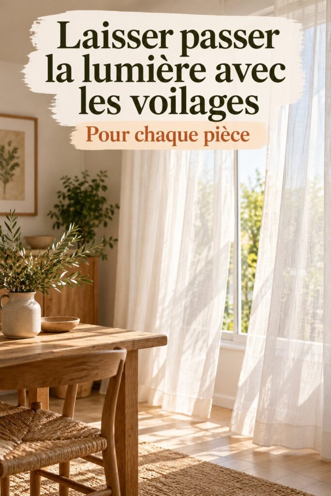 Rideaux en voilage lumineux dans un salon cosy