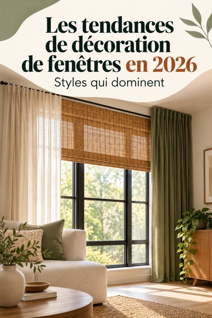 Réalisation d'un intérieur moderne avec des traitements de fenêtres tendance en 2026.