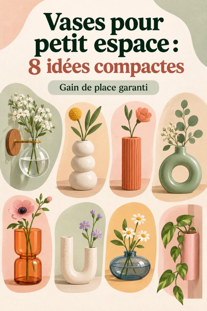 Vases compacts décorant un petit espace avec des fleurs colorées