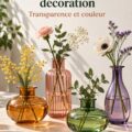 Un vases en verre teinté illuminé par la lumière du jour, ajoutant élégance à la décoration intérieure.
